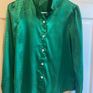 Elegant Green Satin Blouse